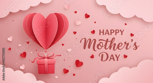 happy mothers day card with hearts