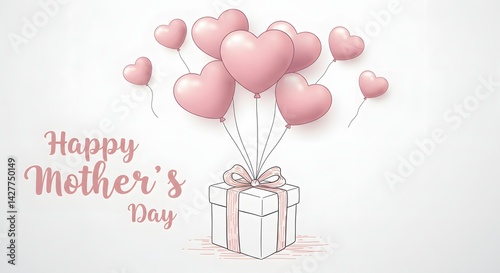 happy mothers day card with balloons