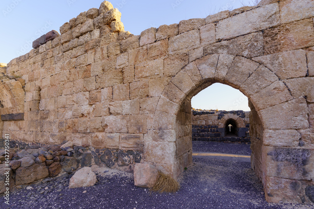 Sunrise view of the crusader Belvoir Fortress