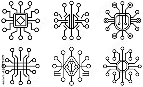 Minimalist Abstract Circuit Board Design, Technology Vector