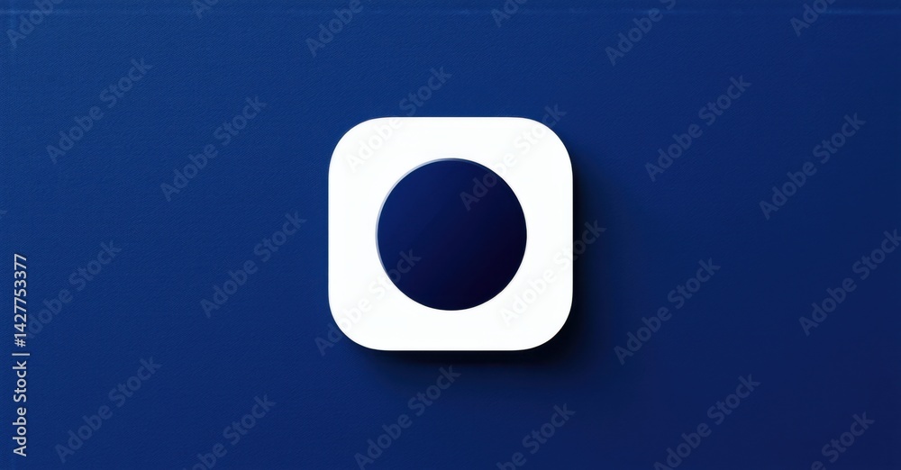 Obraz premium Professional navy blue and white digital minimalism app icon with decluttered screen and focus icon realistic detailed glossy style round square shape modern app icon bold vibr