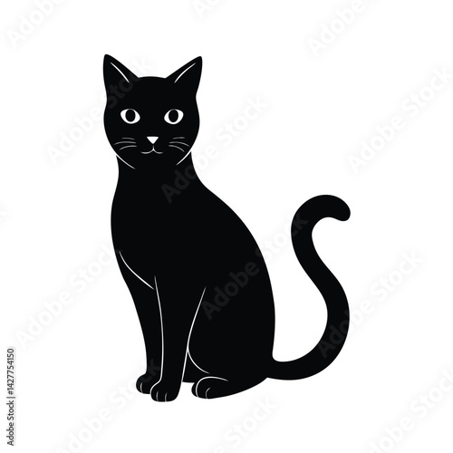 Wallpaper Mural black cat on white background Torontodigital.ca