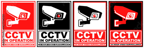 set sign cctv symbol design label template vector illustration