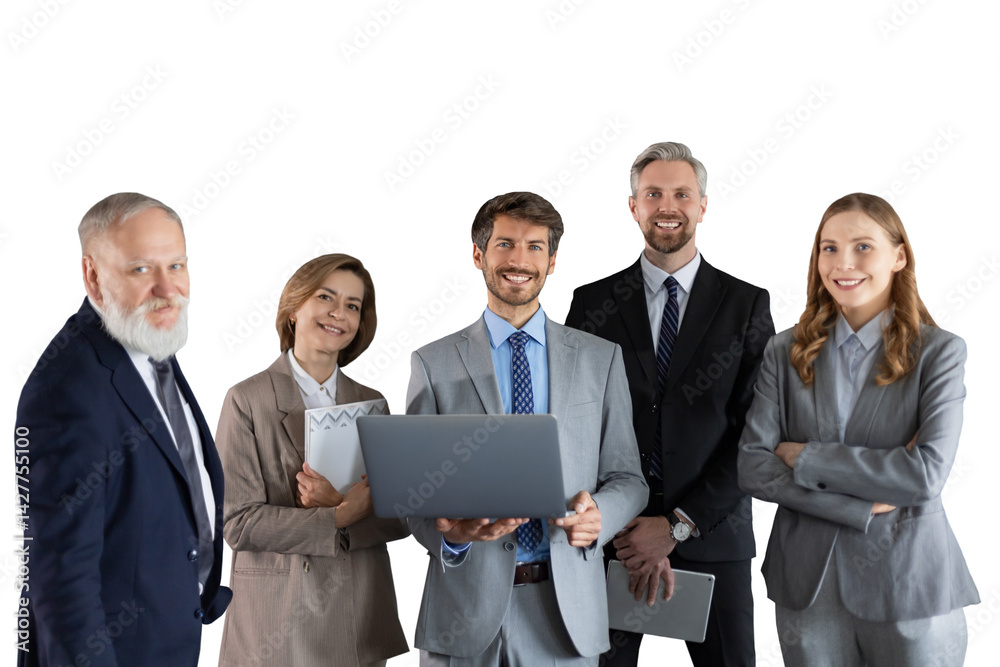 Group portrait of a professional business team looking confidently at camera on a transparent background Group portrait of a professional business team looking confidently at camera on a transparent background