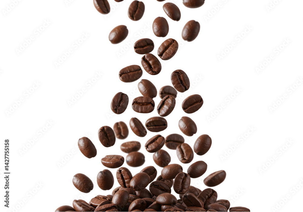 Obraz premium Falling Coffee Beans: High-Resolution Photo transparent background