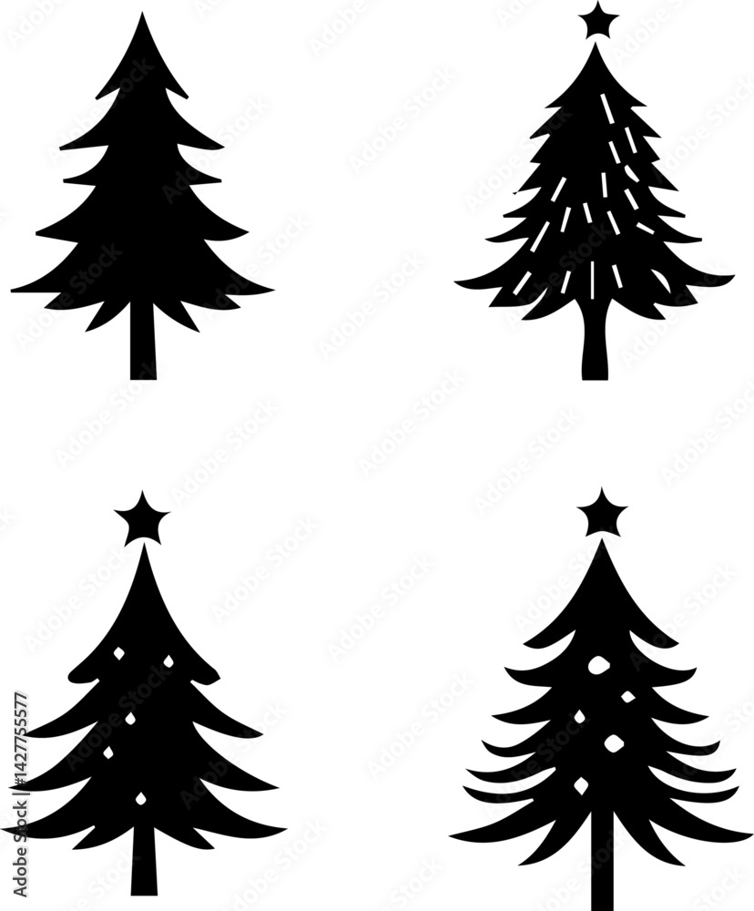 Obraz premium Christmas Trees Silhouette