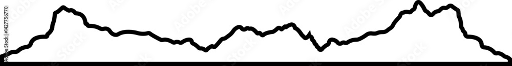 Fototapeta premium Mountain peaks silhouettes icon in line. Isolated on transparent background