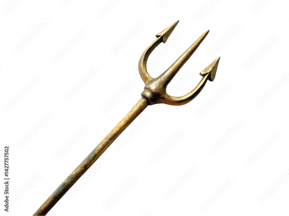 Golden Trident Mythological Weapon Image isolated on transparent background Golden Trident Mythological Weapon Image isolated on transparent background