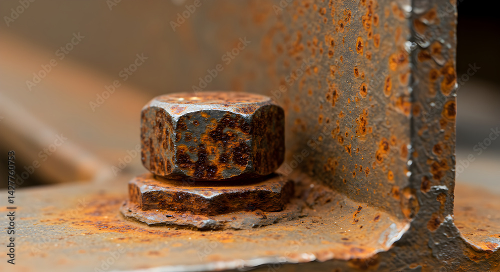 Corroded Metal Connection Featuring a Rusty Nut and Bolt Fastening Corroded Metal Connection Featuring a Rusty Nut and Bolt Fastening