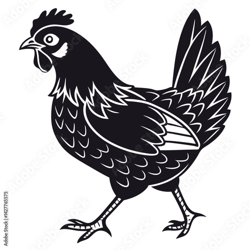 Whole Chicken in Black Icon Vector Illustration