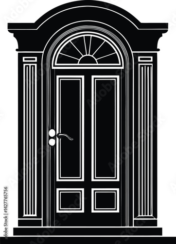 Door Silhouette Vector | Entryway, Home Access & Architectural Black Vector