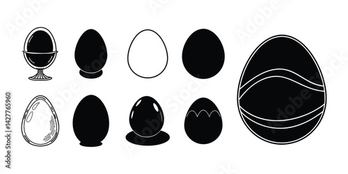 egg icon set, egg silhouette vector illustration.