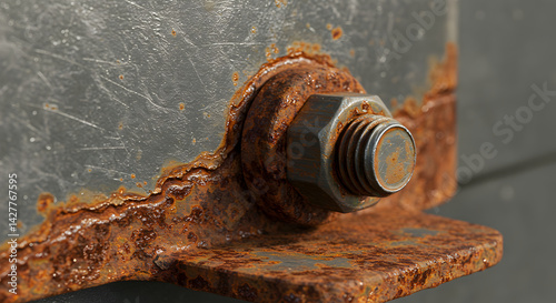 Corroded Fastener Details Rusting Industrial Parts And Material Degradation