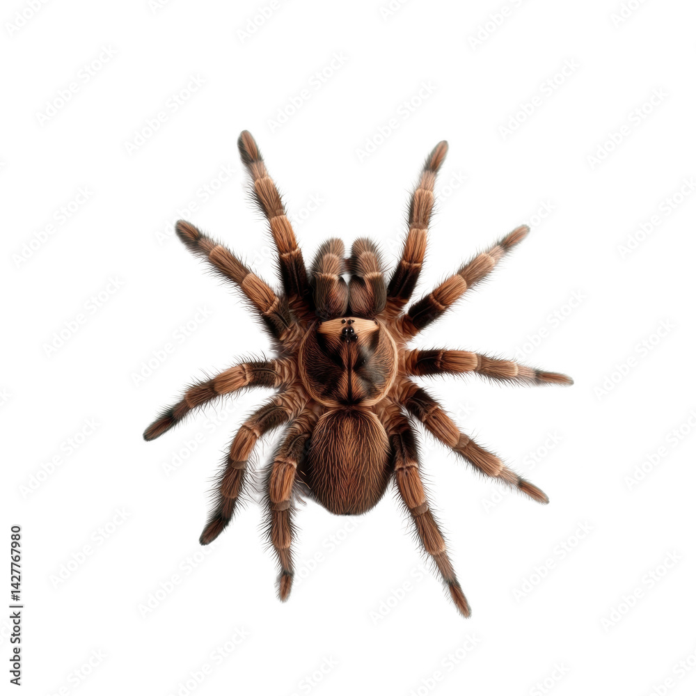 A close-up, top-down view showcases the intricate details of a tarantula A close-up, top-down view showcases the intricate details of a tarantula