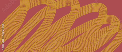 Hand drawn curvy dynamic brush lines abstract background, Japanese and ethnic wood carving, block print texture pattern, simple graphic for carpet, textile, decoration  