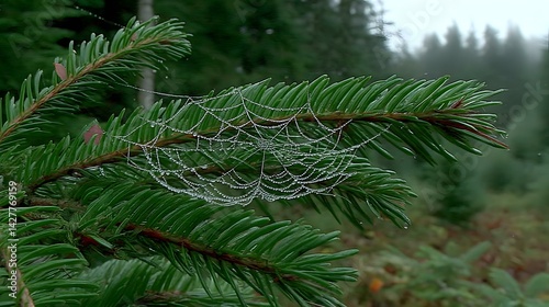web stretched between forest branches