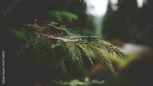 web stretched between forest branches