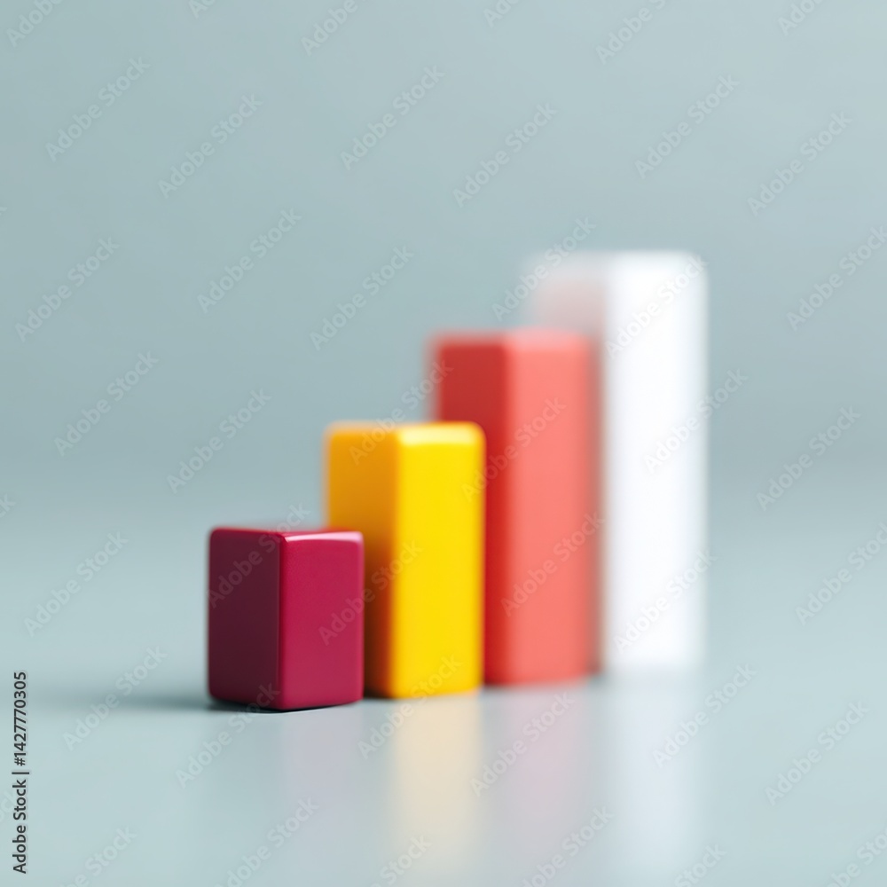 Conceptual 3D data chart overlaid on abstract modern business scene