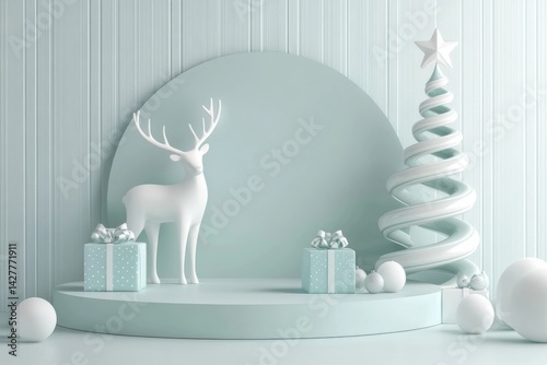 极简圣诞鹿与树