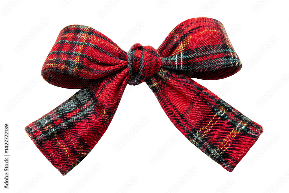 Isolated red plaid bow decoration