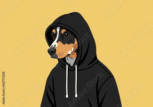 落ち着いた色合いの犬パーカーイラスト
