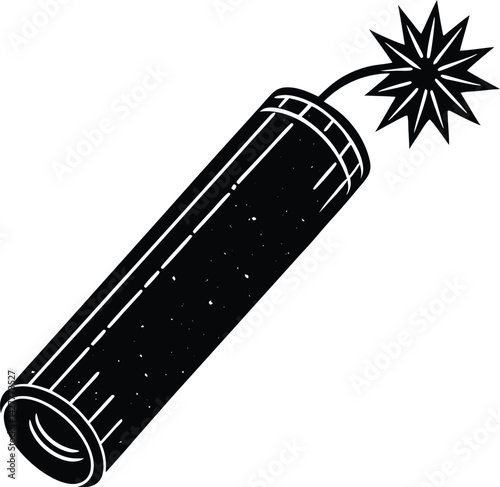 Dynamite Silhouette Vector | Explosive Stick, Bomb Icon & Blast Symbol in Black Vector