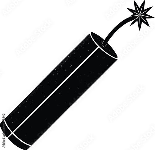 Dynamite Silhouette Vector | Explosive Stick, Bomb Icon & Blast Symbol in Black