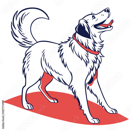 Majestic White Maremma Sheepdog Illustration