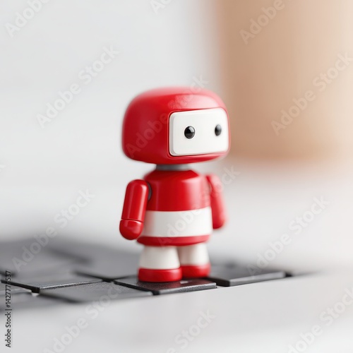 AI chat bot hovering on laptop screen in digital business setup