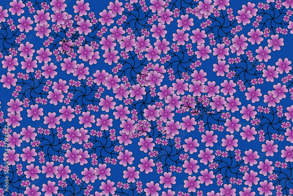 flower pattern background vector design, blue background pink color pattern vector background design illustration flower pattern background vector design, blue background pink color pattern vector background design illustration