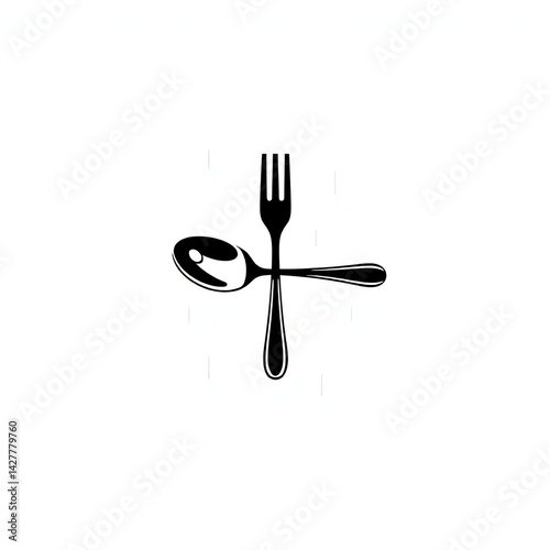 spoon and fork ikon vector illustration logo design, generative white ai