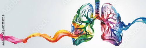 Colorful Paint Splash Forming Lungs for World Asthma Day, Symbolizing Respiratory Health and Creativity