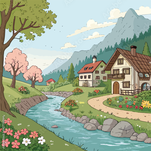 Beautiful village background 