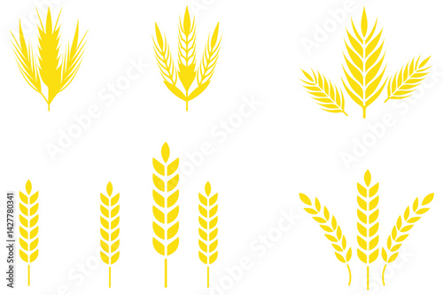 Wheat ears icon set. Wheat logo. Grain spikes set icons.Grain icon. Agriculture symbol. vector illustration