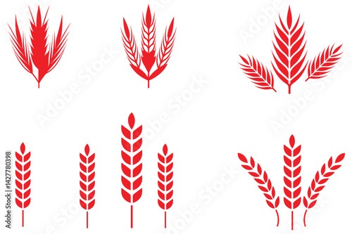 Wheat ears icon set. Wheat logo. Grain spikes set icons.Grain icon. Agriculture symbol. vector illustration