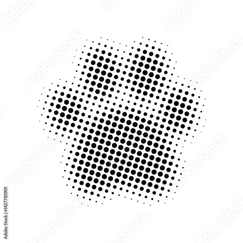 animal paw print, halftone dot pattern, magazine style, design element, isolated on transparent	
