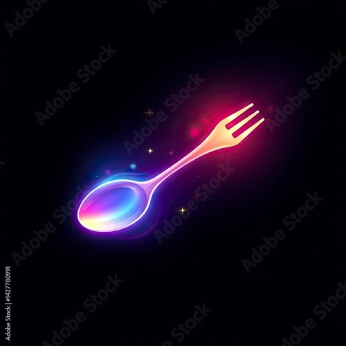 spoon and fork ikon vector illustration logo design, generative white ai