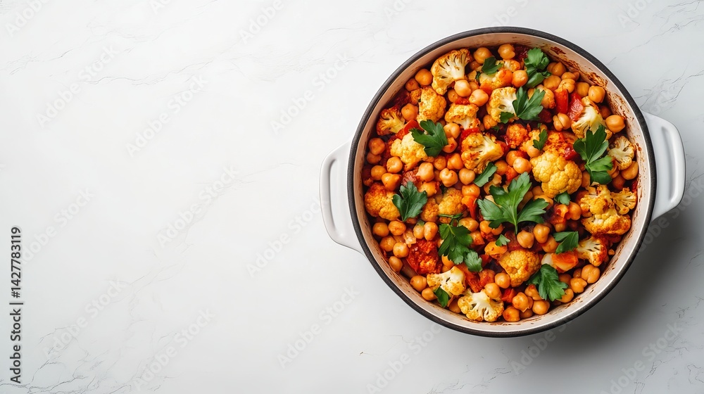 Delicious spicy chickpea and cauliflower curry dish in white bowl eat food meal diet vegan tasty Delicious spicy chickpea and cauliflower curry dish in white bowl eat food meal diet vegan tasty