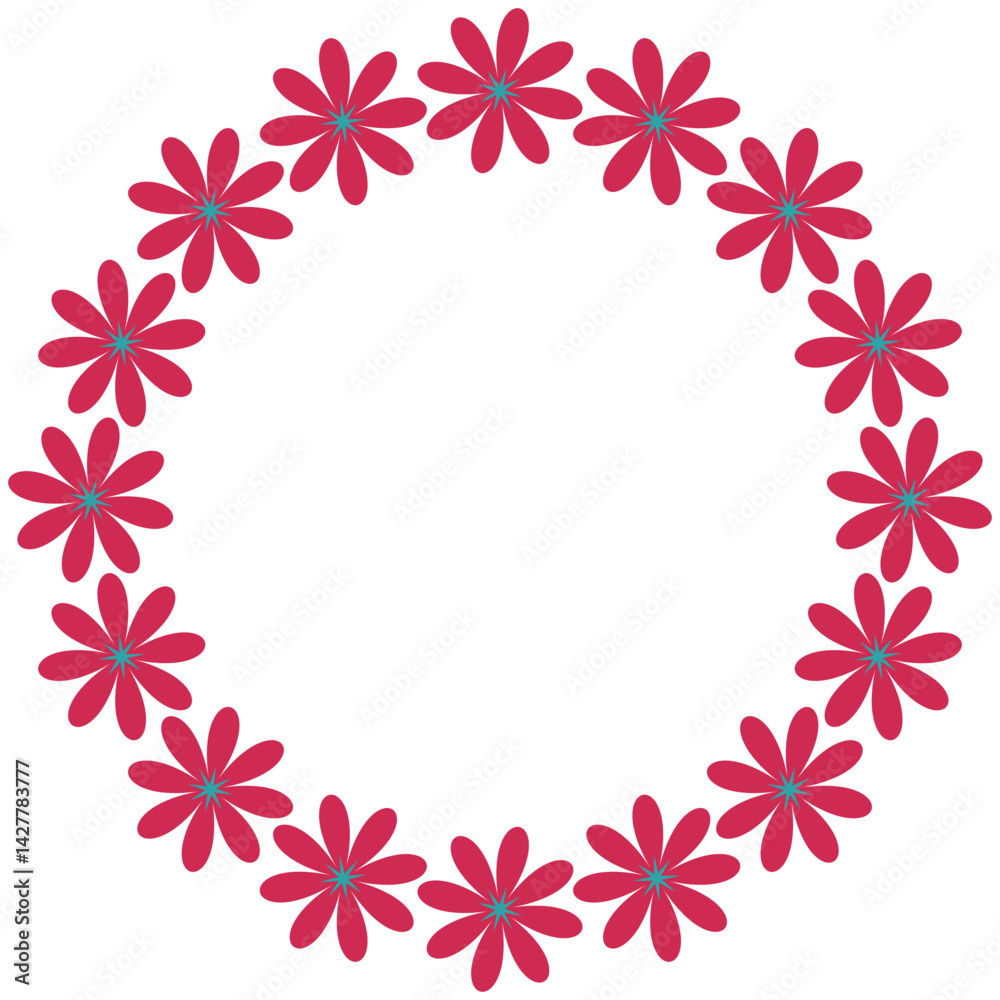 Groovy style flowers circle frame, wreath. Simple flowers minimalistic style. Geometric flower. Vector illustrations. Retro bright flowers Groovy style flowers circle frame, wreath. Simple flowers minimalistic style. Geometric flower. Vector illustrations. Retro bright flowers