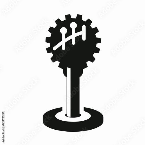 very simple flat and single minimalist Gear Shift Silhouettes in black on a white background