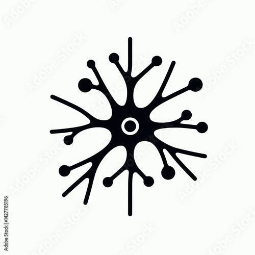 very simple flat and single minimalist Nerve Cell Silhouettes in black on a white background