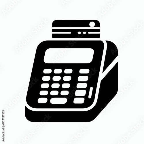 very simple flat and single minimalist Credit Card Machine Silhouettes in black on a white background