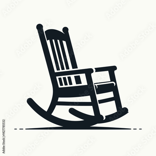 very simple flat and single minimalist Rocking Chair Silhouettes in black on a white background