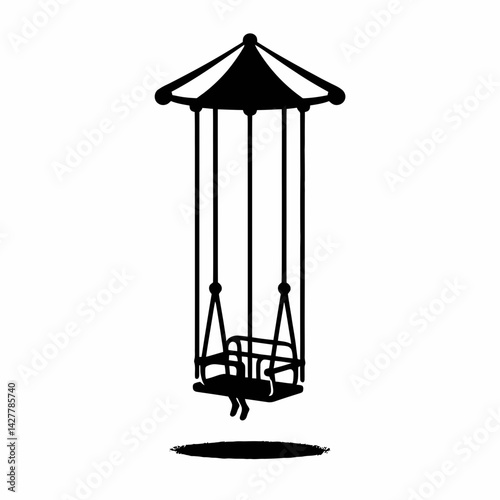 very simple flat and single minimalist Swing Ride Silhouettes in black on a white background