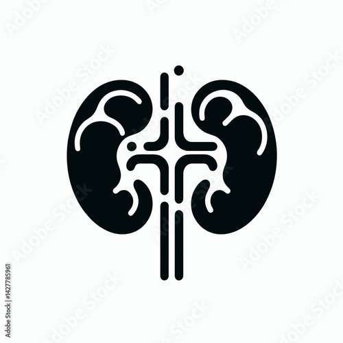 very simple flat and single minimalist Kidney Silhouettes in black on a white background