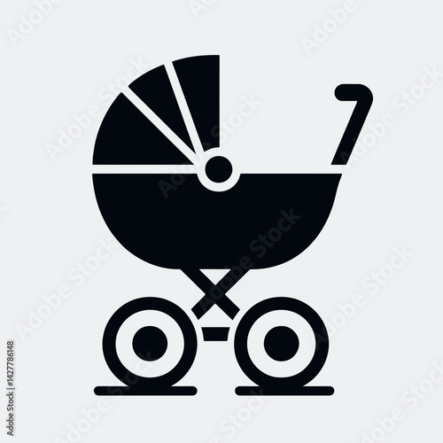 very simple flat and single minimalist Stroller Silhouettes in black on a white background