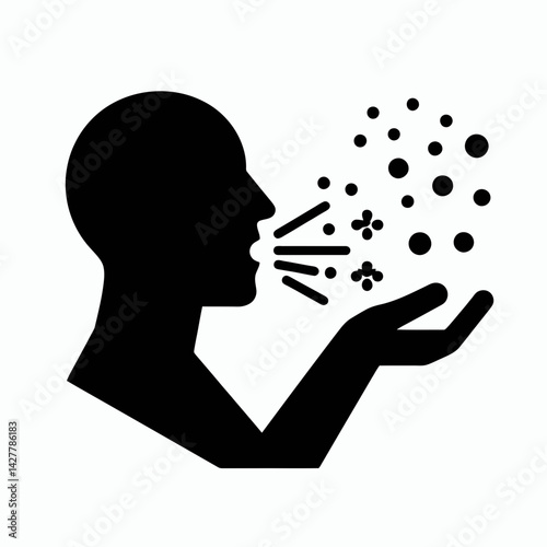 very simple flat and single minimalist Sneeze Silhouettes in black on a white background