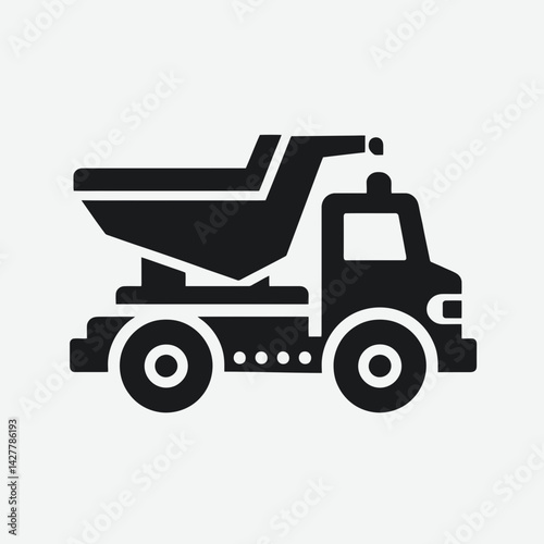 very simple flat and single minimalist Construction Truck Silhouettes in black on a white background