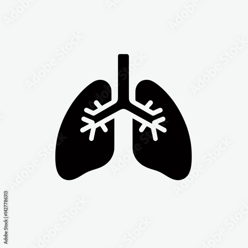 very simple flat and single minimalist Lungs Silhouettes in black on a white background