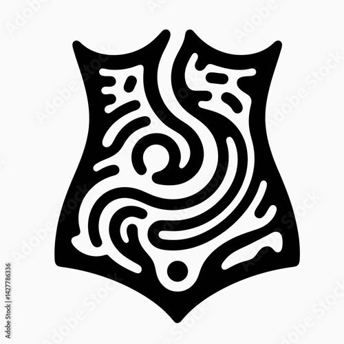 very simple flat and single minimalist Stomach Silhouettes in black on a white background